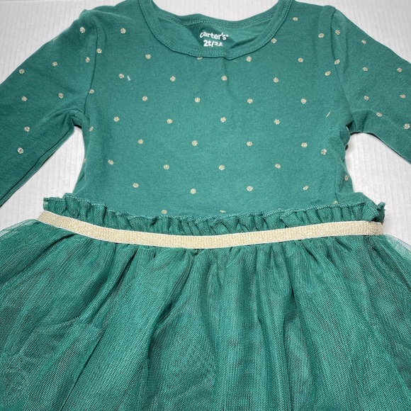 Carters Dark Green Tulle Dress Size 2t - Picture 2 of 4